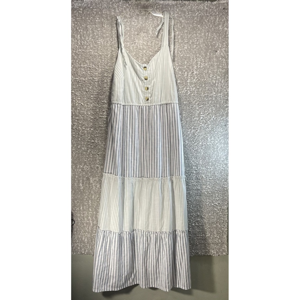 True Craft Sleeveless Maxi Dress Tiered Dress Vacation Coastal 1X Lined Preppy